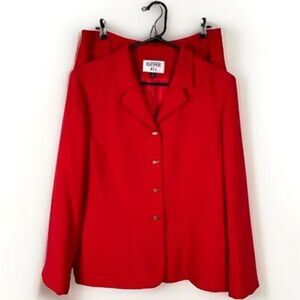 Vintage 80s Kasper ASL Red Skirt Suit Corp Office Siren Boardroom - Size 12